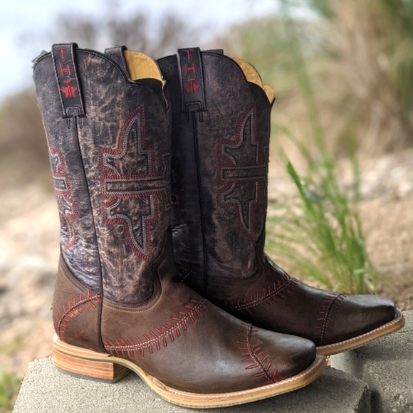 TIN HAUL men's "Slugger" baseball theme leather cowboy western boots NEW in box - Picture 6 of 16